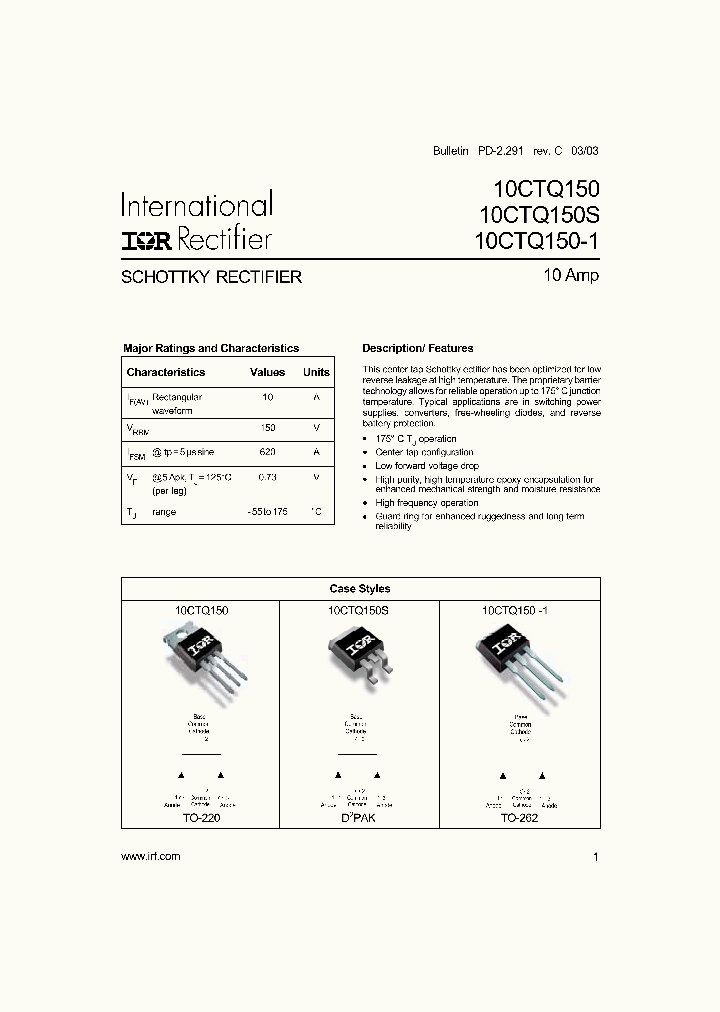 10CTQ150_134695.PDF Datasheet Download --- IC-ON-LINE