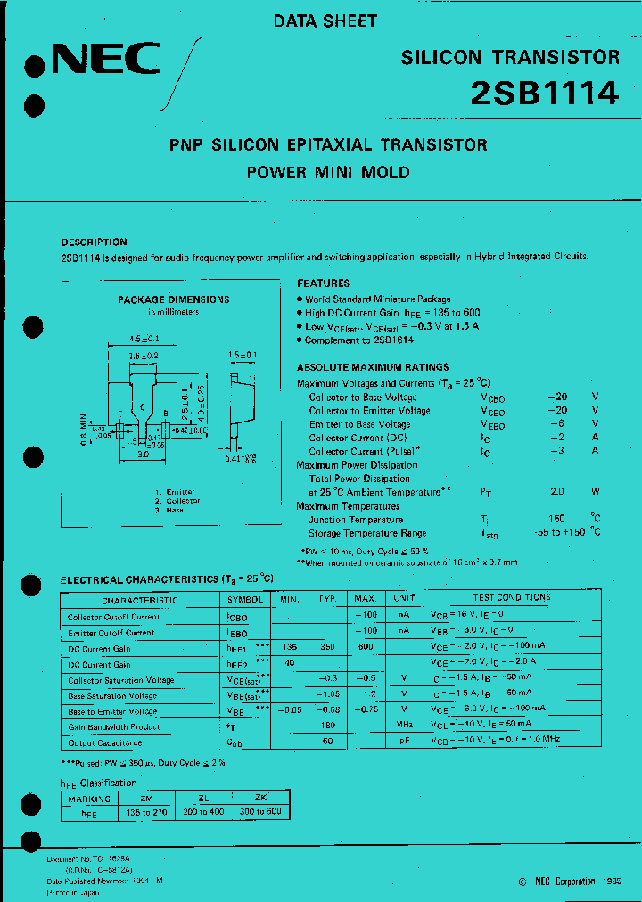 2SB1114_6731.PDF Datasheet Download --- IC-ON-LINE