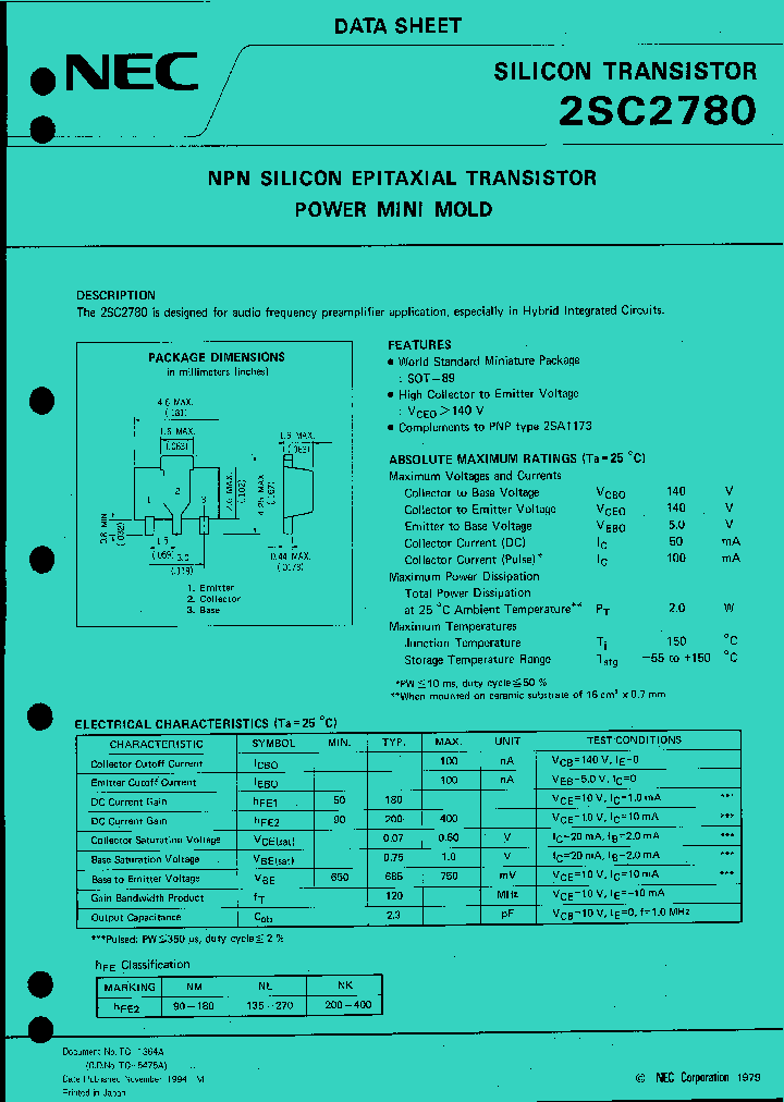 2SC2780_176082.PDF Datasheet Download --- IC-ON-LINE