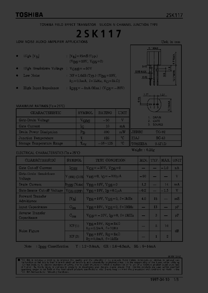 2SK117_12445.PDF Datasheet Download --- IC-ON-LINE