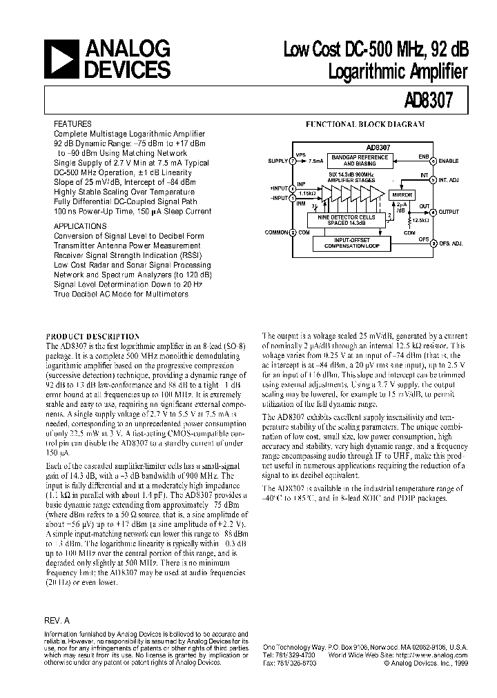 AD8307_128472.PDF Datasheet Download --- IC-ON-LINE
