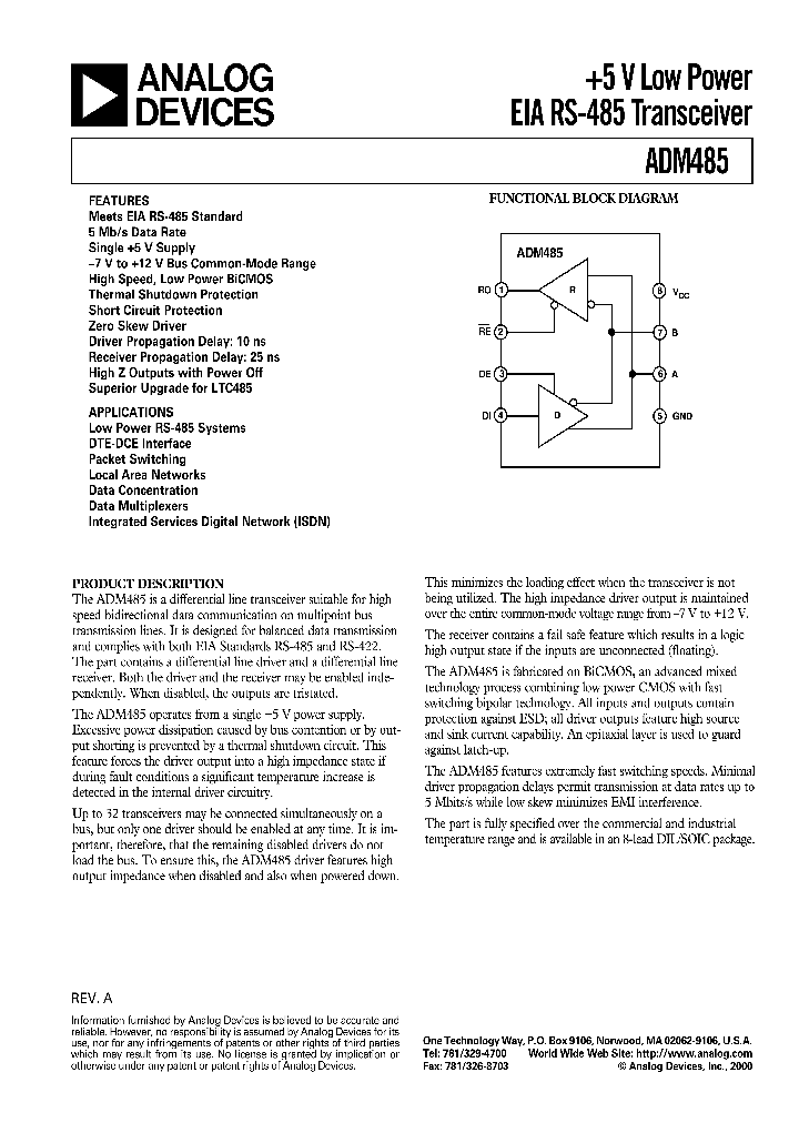 ADM485_9794.PDF Datasheet Download --- IC-ON-LINE
