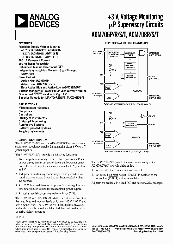ADM706P_9929.PDF Datasheet Download --- IC-ON-LINE