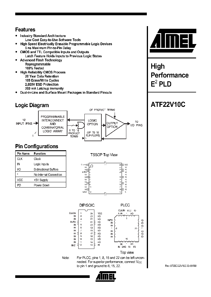 ATF22V10C_151060.PDF Datasheet Download --- IC-ON-LINE