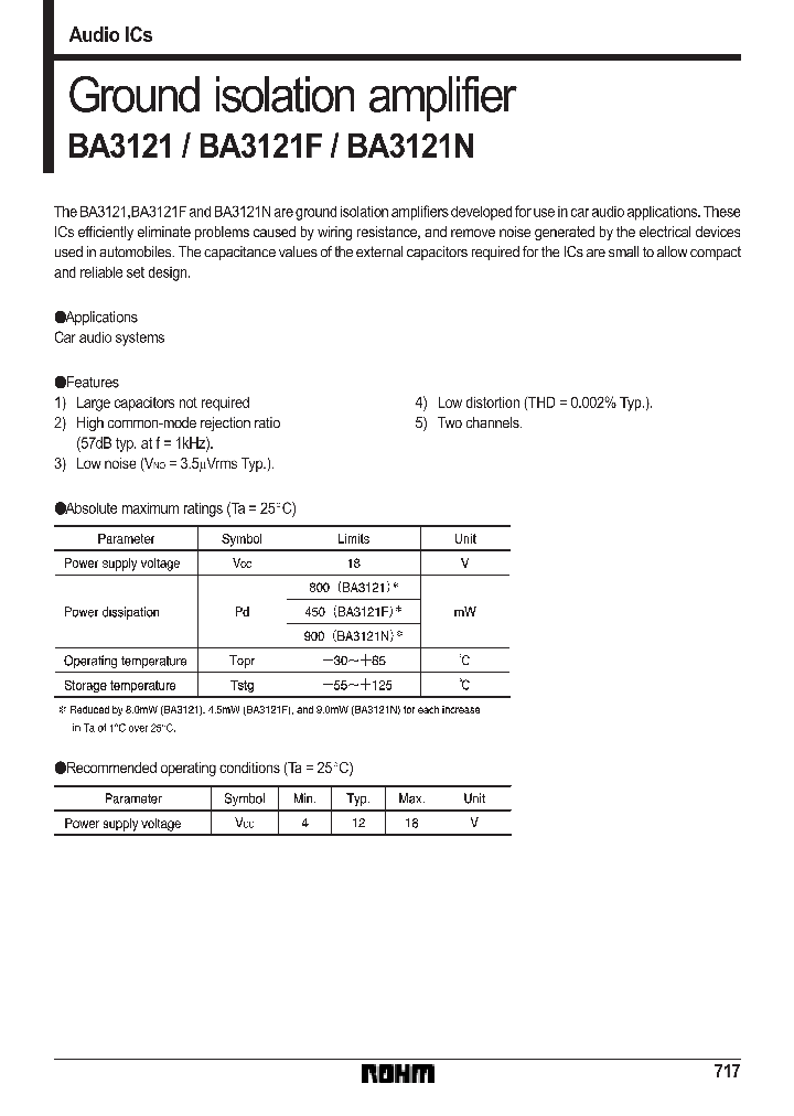 BA3121_22261.PDF Datasheet Download --- IC-ON-LINE