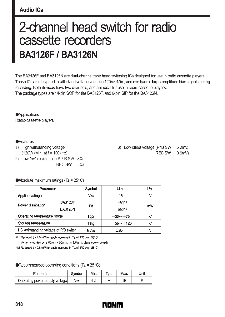 BA3126F_88578.PDF Datasheet Download --- IC-ON-LINE