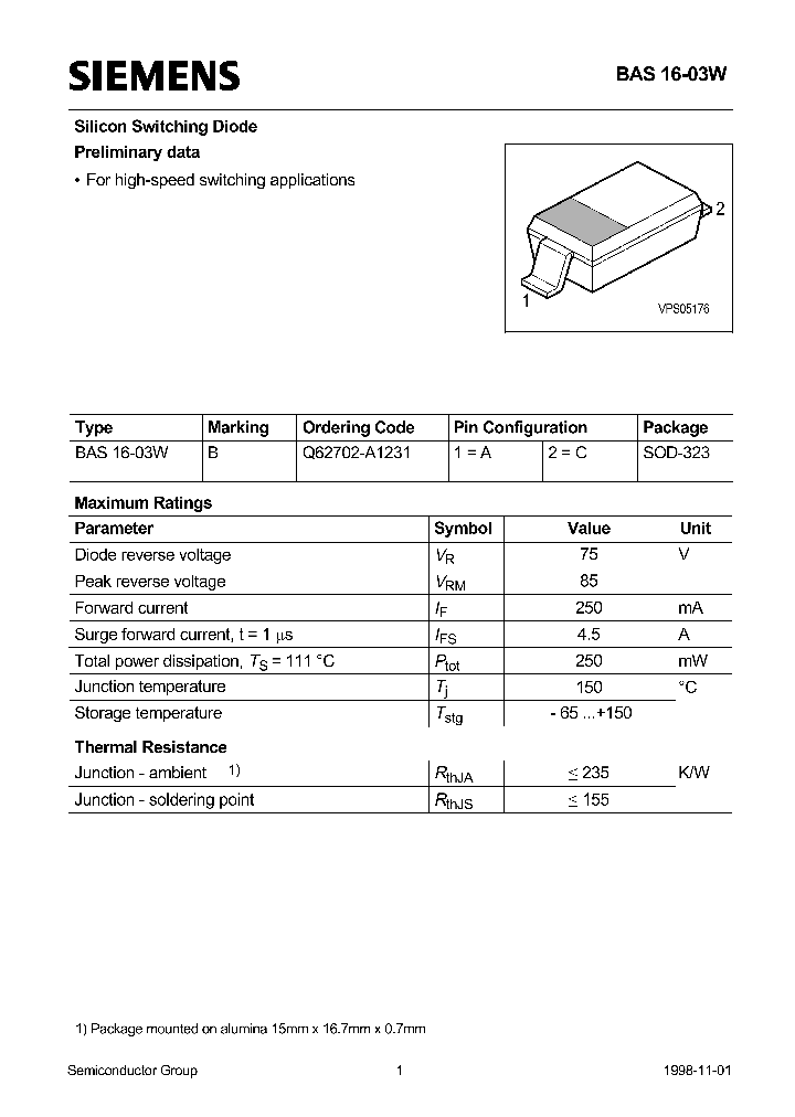 BAS16-03W_132764.PDF Datasheet Download --- IC-ON-LINE
