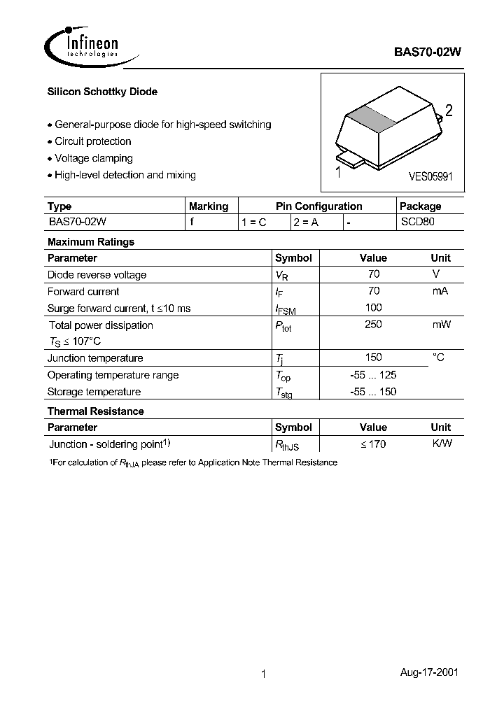 BAS70-02W_108132.PDF Datasheet Download --- IC-ON-LINE