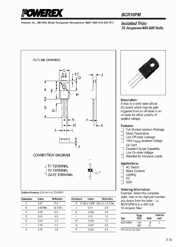 BCR16PM-12_190119.PDF Datasheet Download --- IC-ON-LINE