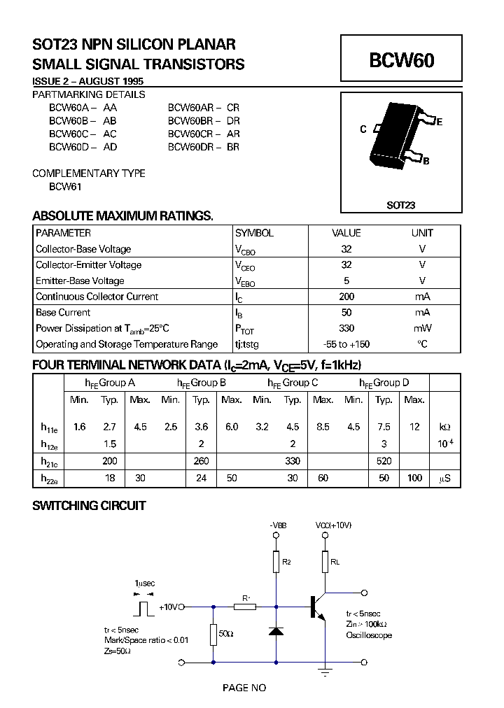 Sot23 5 маркировка таблица BCW60A-AA_139306.PDF Datasheet Download --- IC-ON-LINE