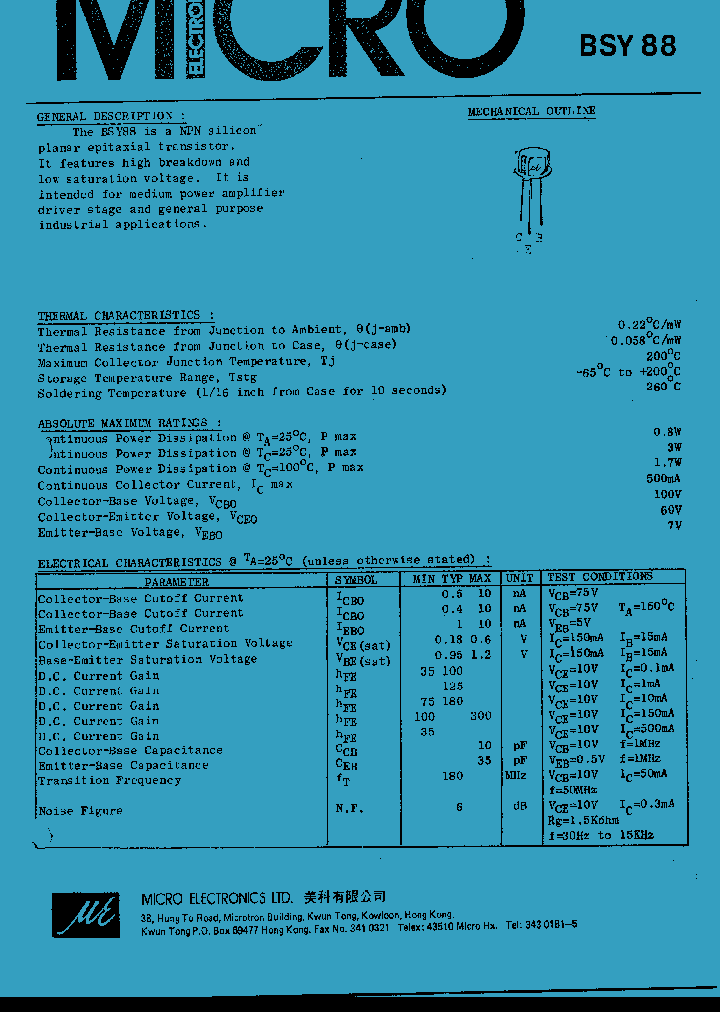 BSY88_74717.PDF Datasheet