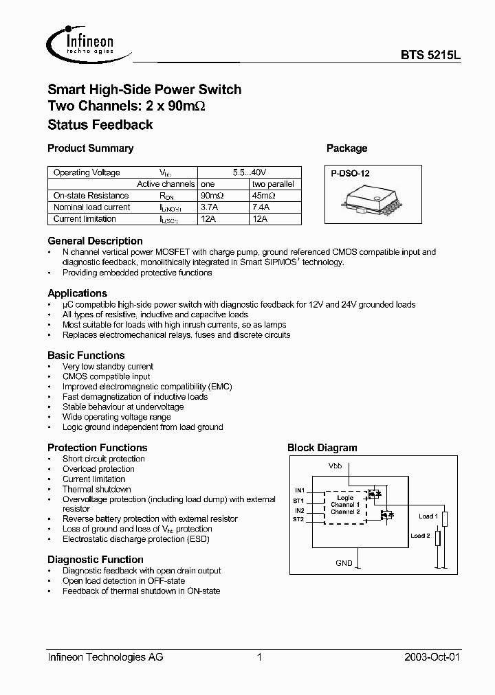 BTS5215L_63061.PDF Datasheet Download --- IC-ON-LINE