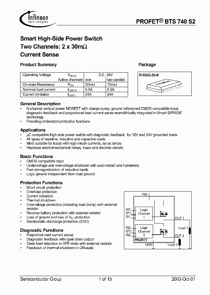 BTS740S2_95138.PDF Datasheet Download --- IC-ON-LINE