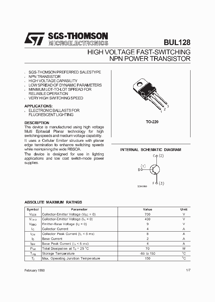 BUL128_59682.PDF Datasheet