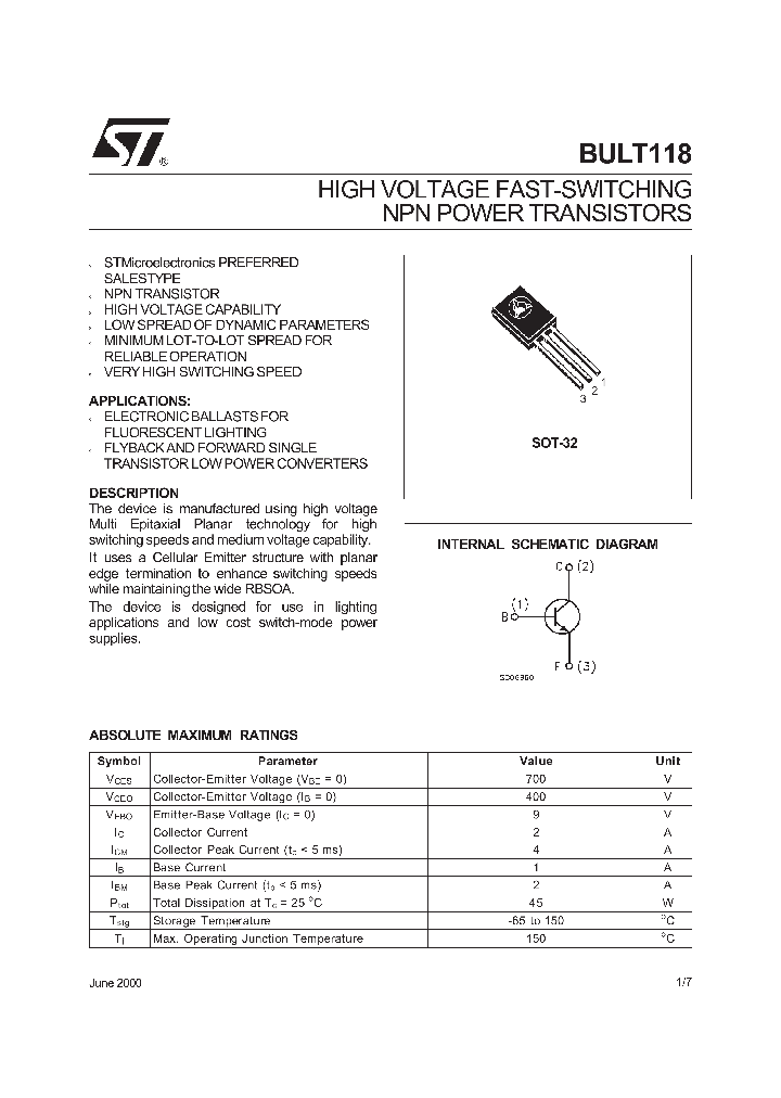 BULT118_75363.PDF Datasheet