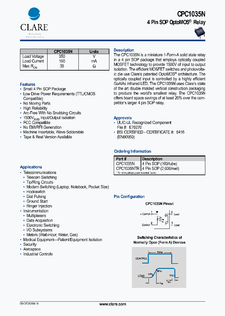CPC1035_77801.PDF Datasheet Download --- IC-ON-LINE