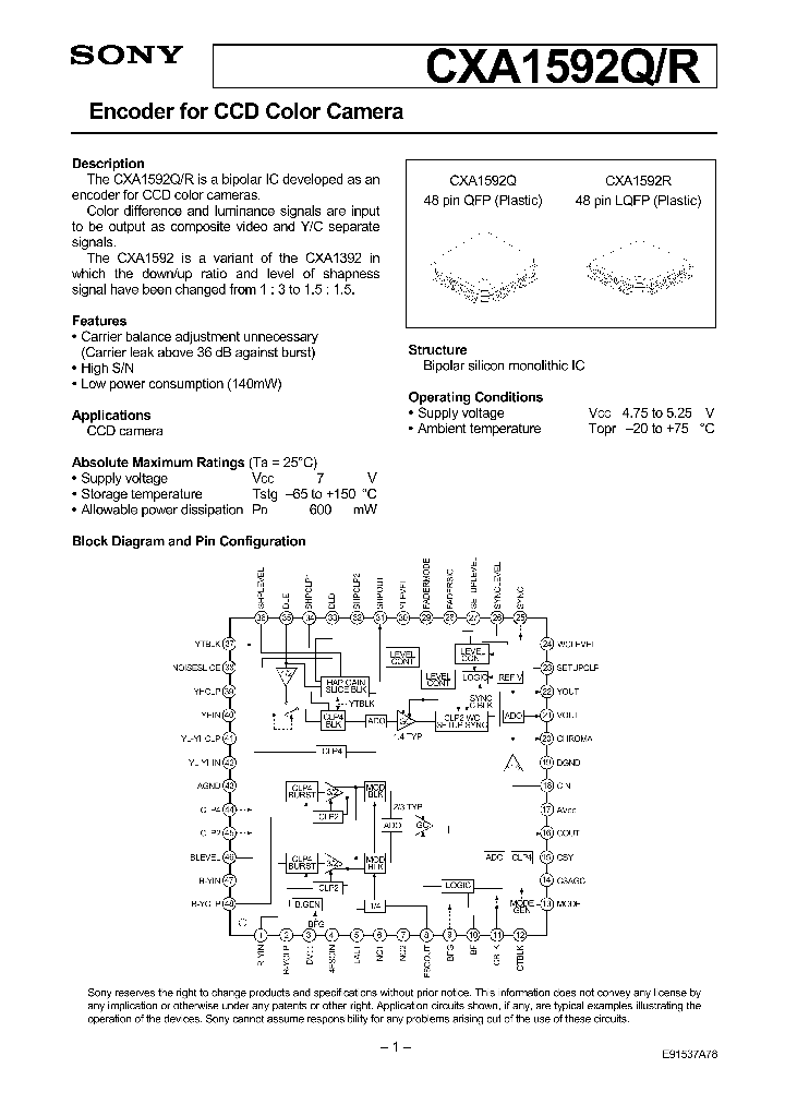 CXA1592_92427.PDF Datasheet
