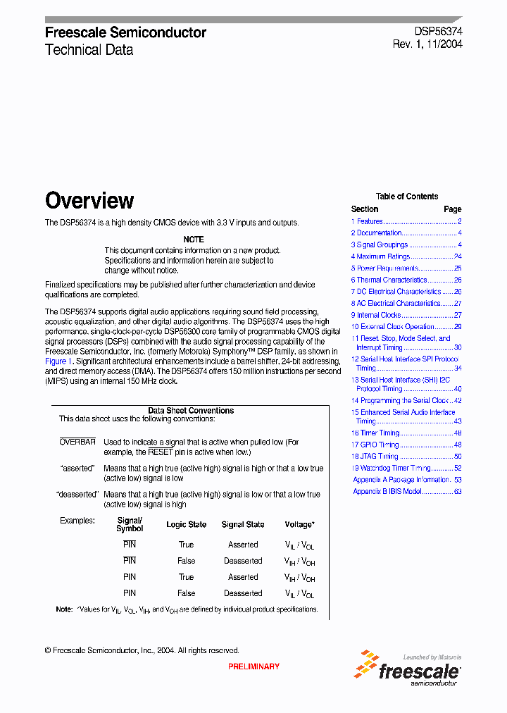 DSP56374_193172.PDF Datasheet Download --- IC-ON-LINE