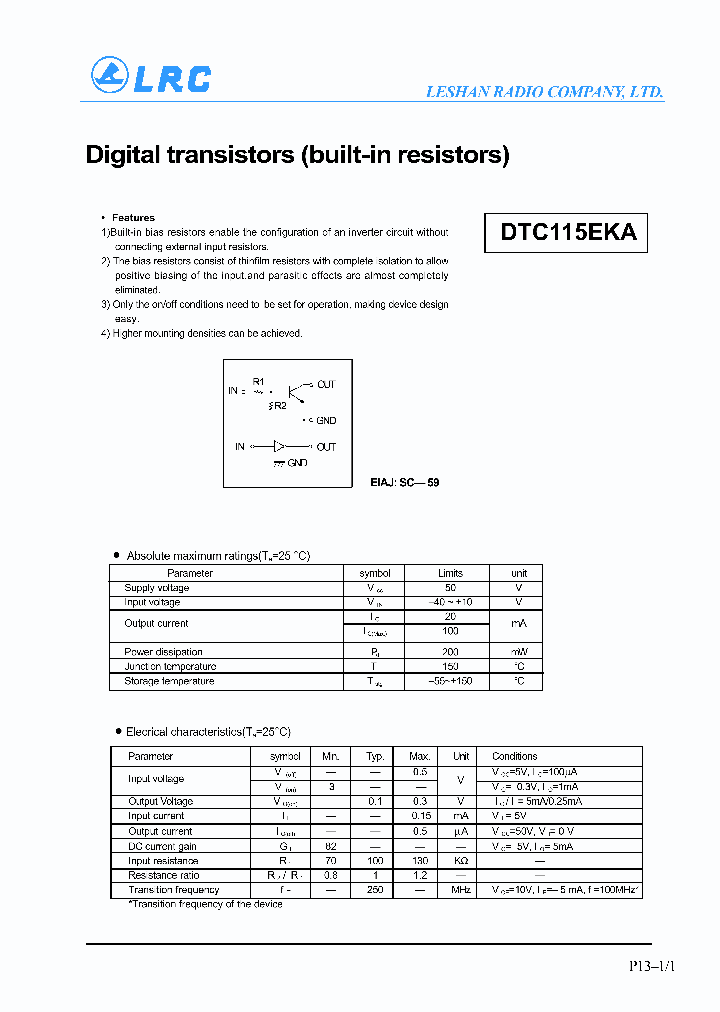 DTC115EKA_132206.PDF Datasheet