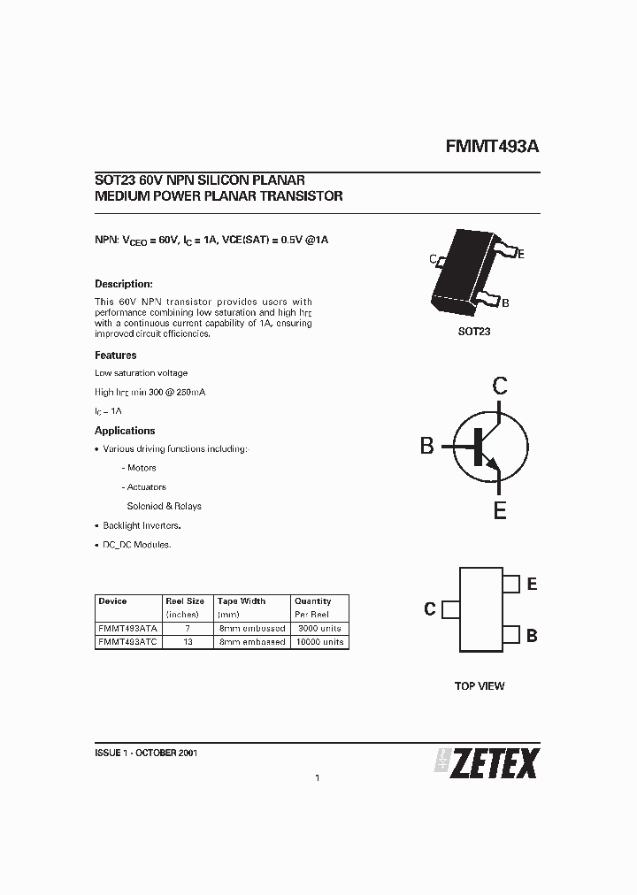 FMMT493ATA_38950.PDF Datasheet Download --- IC-ON-LINE