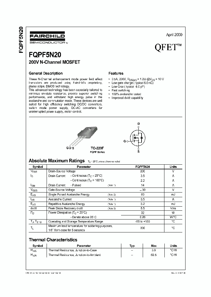 FQPF5N20_38793.PDF Datasheet