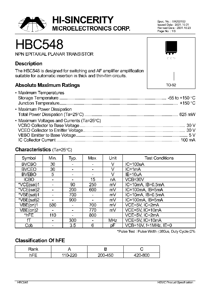 HBC548_114106.PDF Datasheet