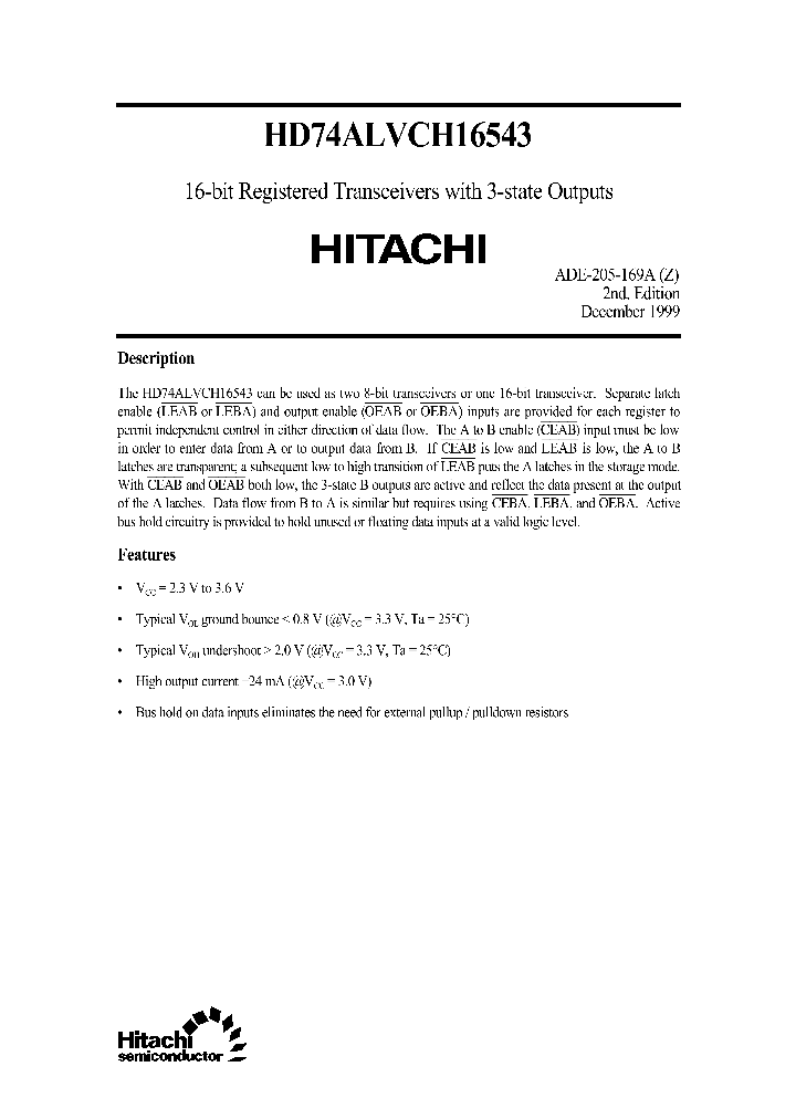 HD74ALVCH16543_25088.PDF Datasheet