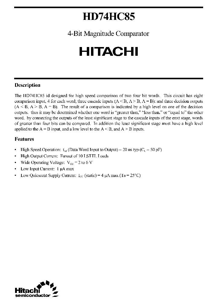 HD74HC85_82101.PDF Datasheet