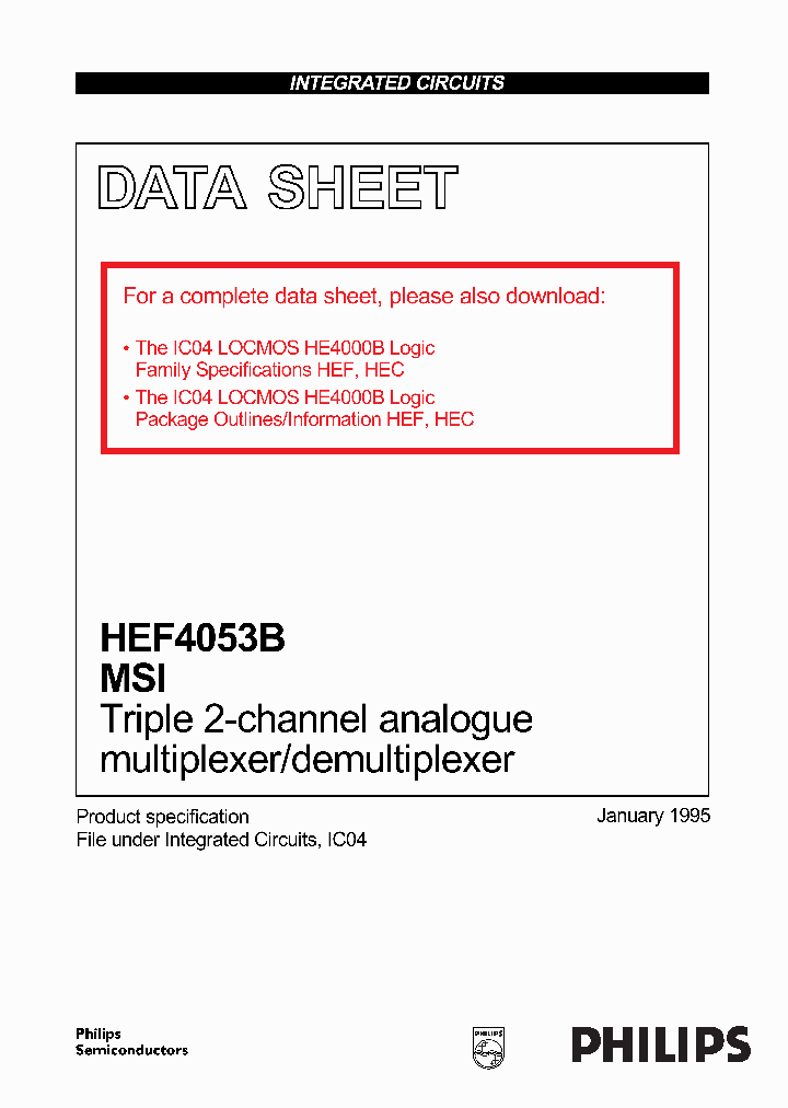 HEF4053_26142.PDF Datasheet Download --- IC-ON-LINE