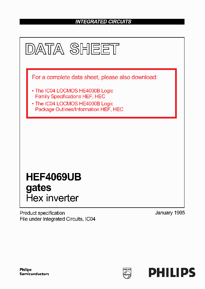 HEF4069_152137.PDF Datasheet Download --- IC-ON-LINE