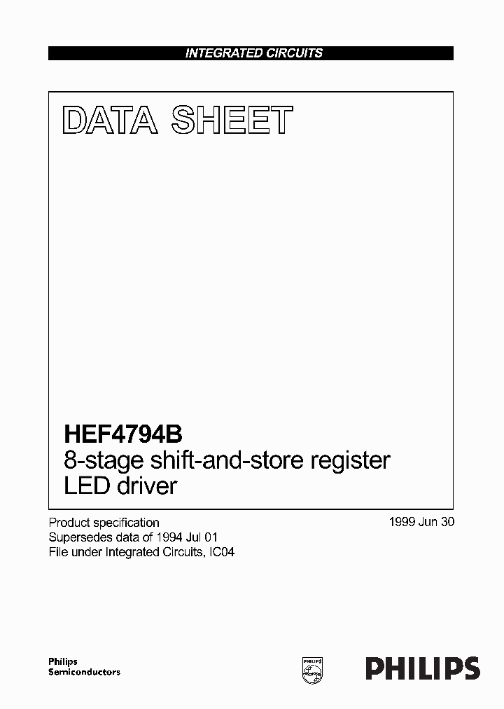 HEF4794B_166887.PDF Datasheet Download --- IC-ON-LINE
