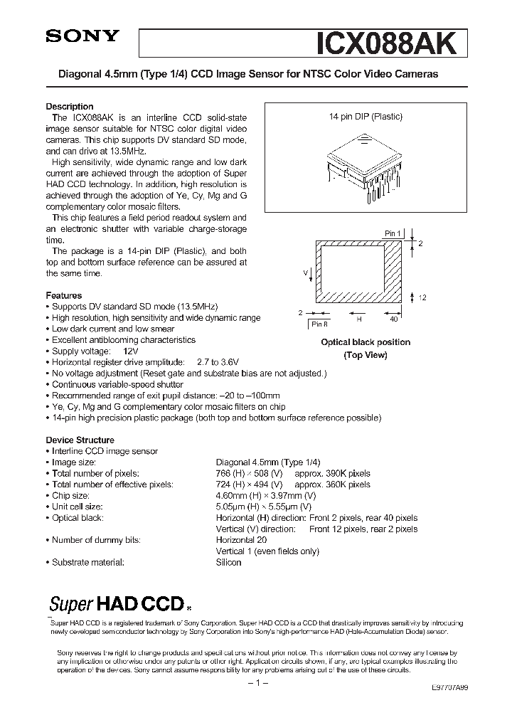 ICX088AK_41160.PDF Datasheet