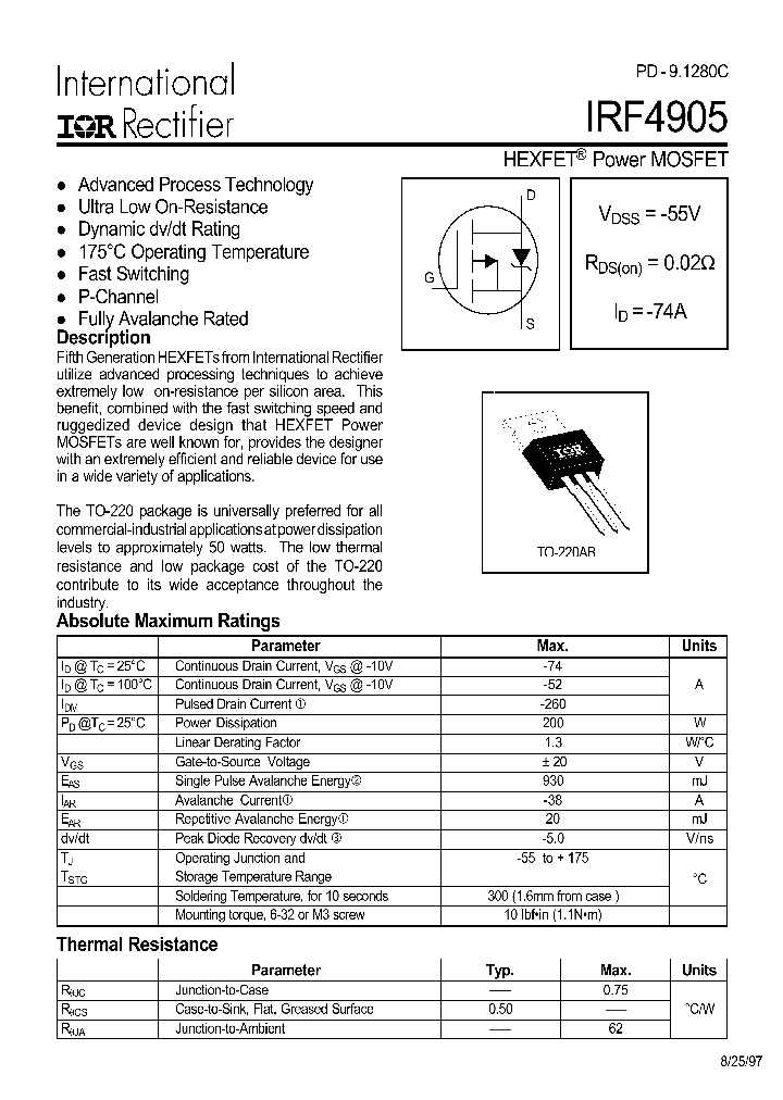 IRF4905_5898.PDF Datasheet