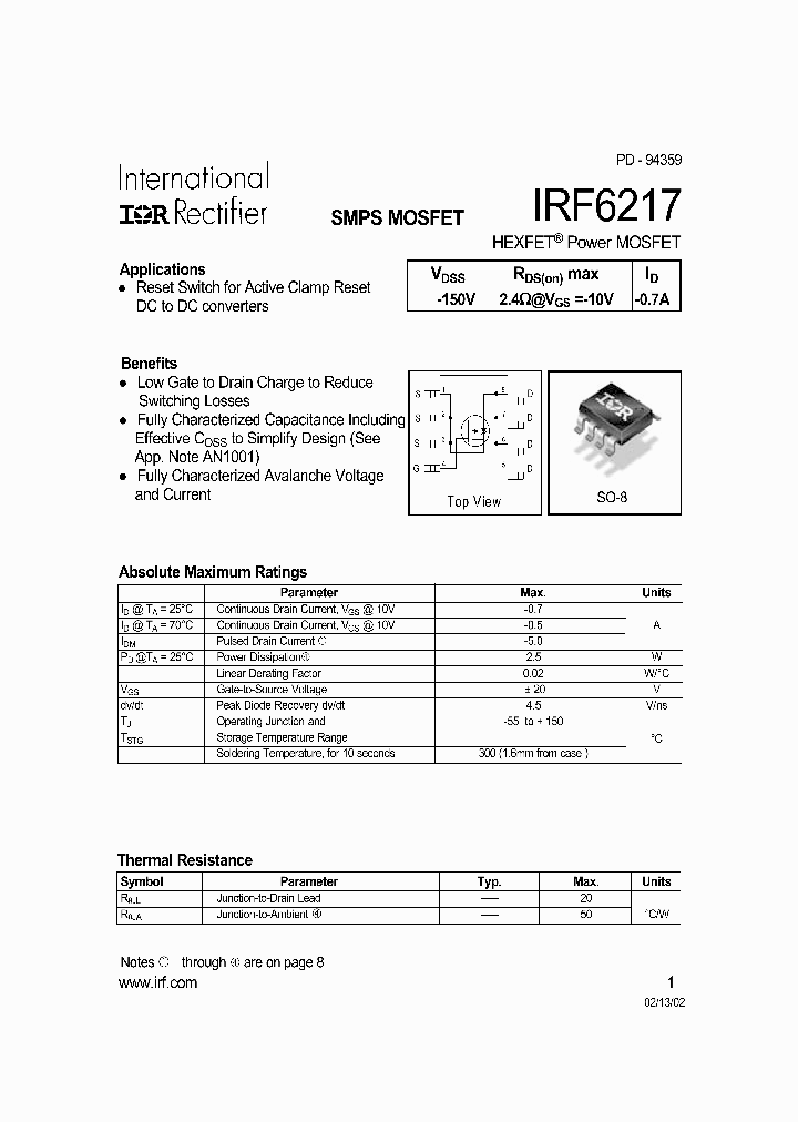 IRF6217_150333.PDF Datasheet