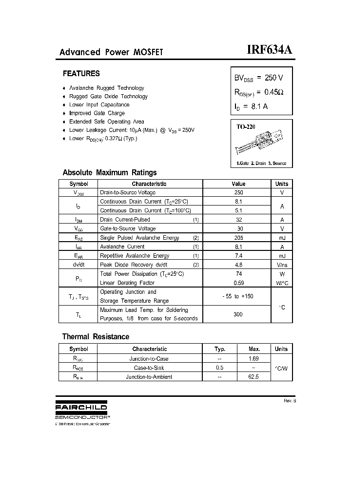 IRF634A_154172.PDF Datasheet Download --- IC-ON-LINE