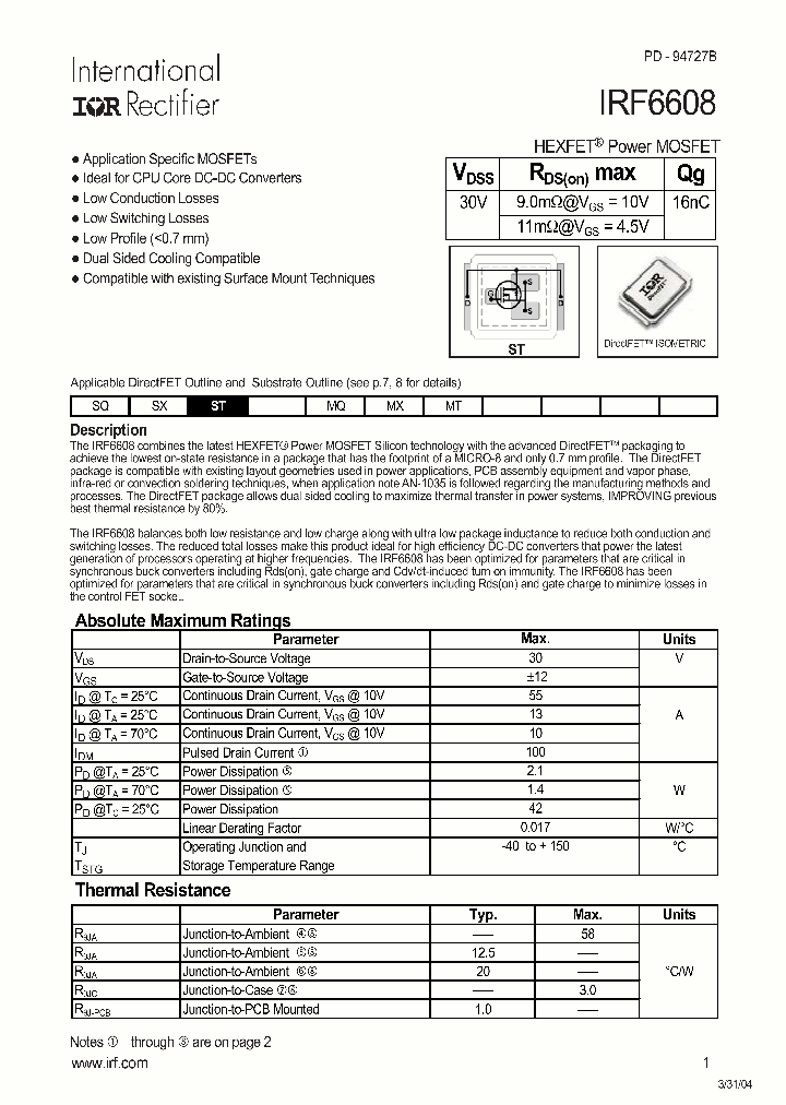 IRF6608_176230.PDF Datasheet