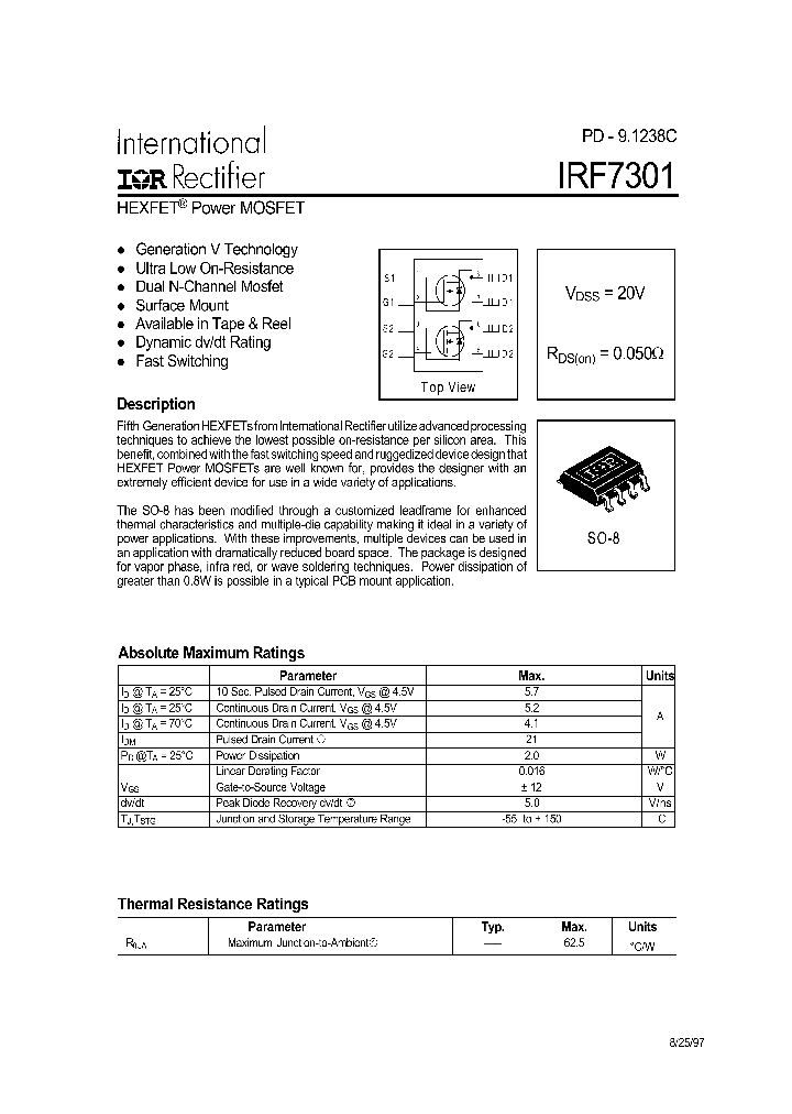 IRF7301_26822.PDF Datasheet Download --- IC-ON-LINE