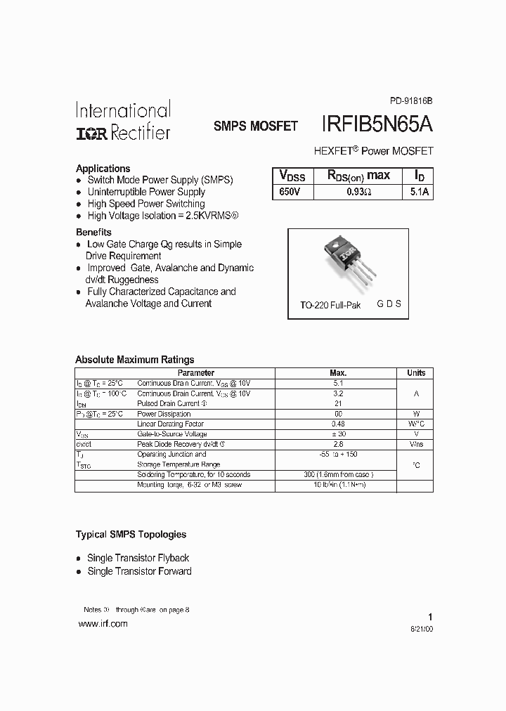IRFIB5N65_187886.PDF Datasheet