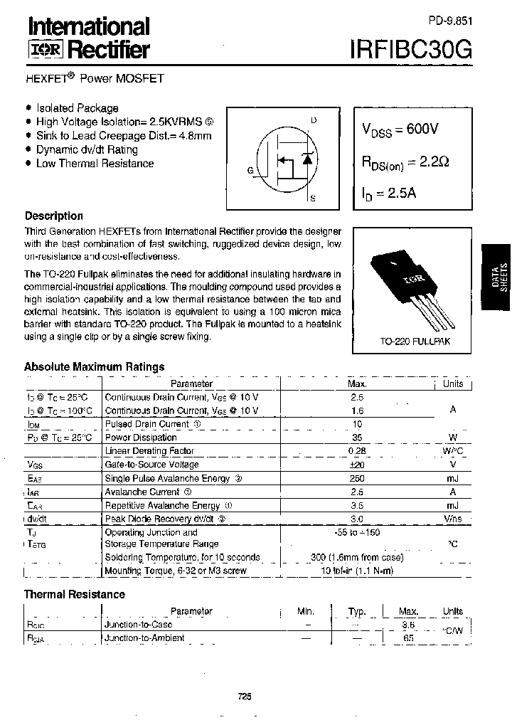 IRFIBC30G_158918.PDF Datasheet Download --- IC-ON-LINE