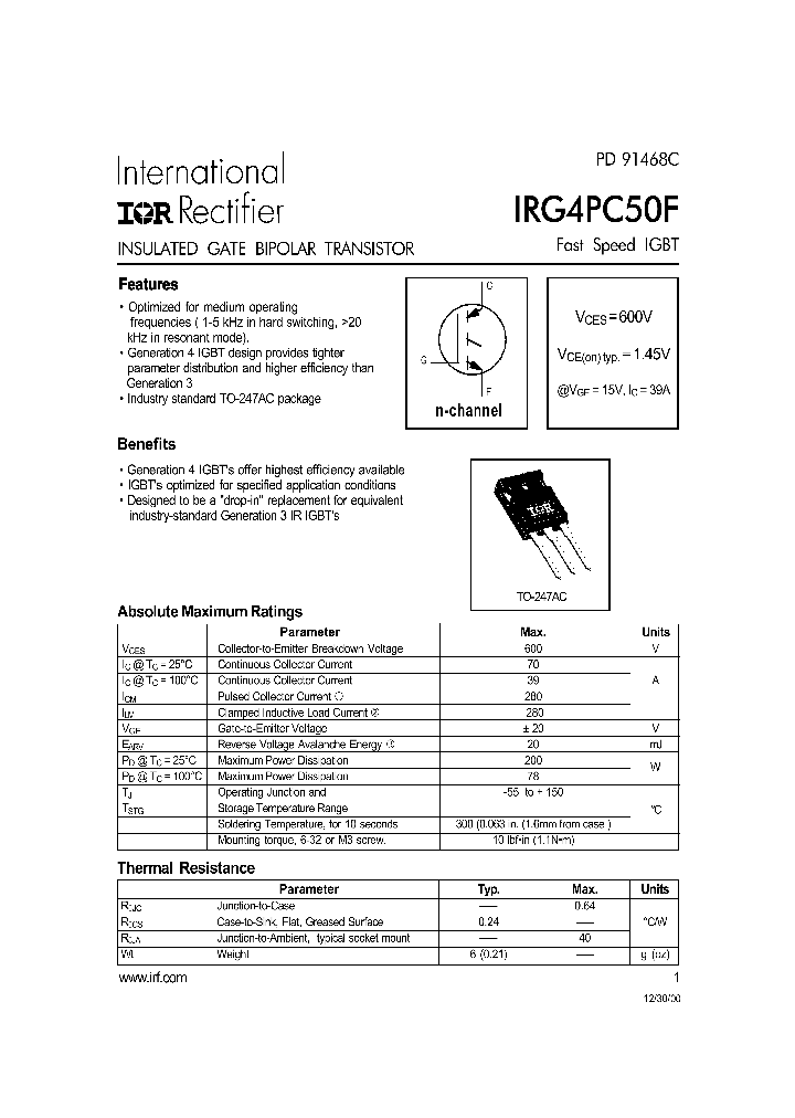 IRG4PC50F_196304.PDF Datasheet
