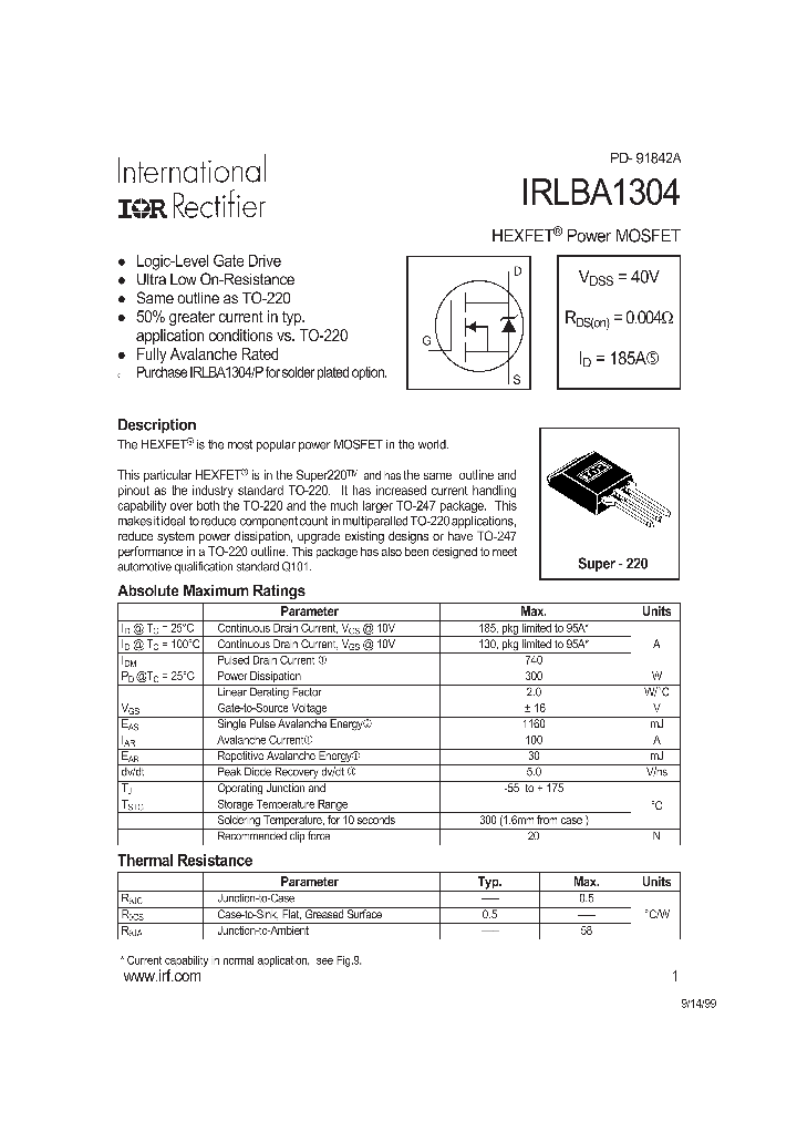 IRLBA1304_39782.PDF Datasheet