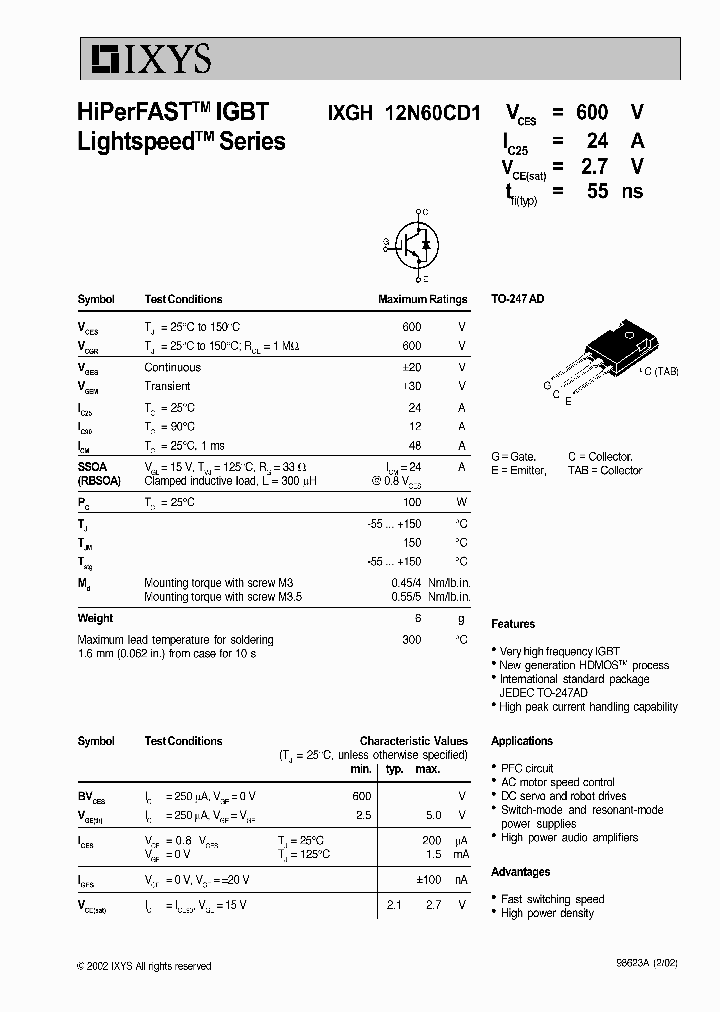 IXGH12N60CD1_176522.PDF Datasheet Download --- IC-ON-LINE