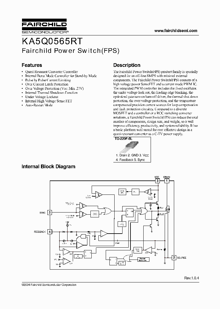 KA5Q0565RT_184671.PDF Datasheet Download --- IC-ON-LINE