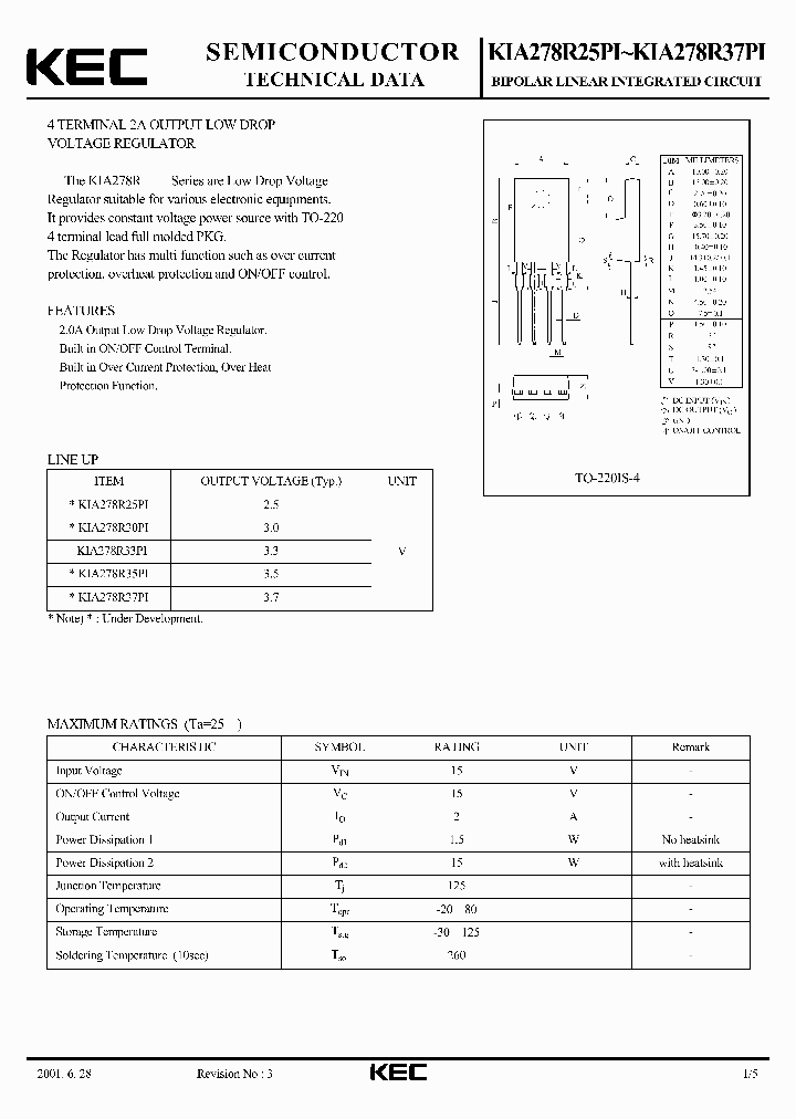 KIA278BR25PI_38972.PDF Datasheet Download --- IC-ON-LINE