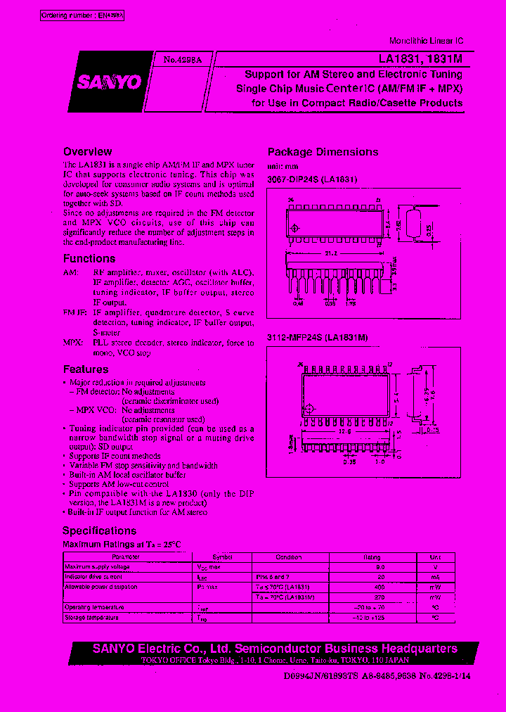 LA1831_155150.PDF Datasheet Download --- IC-ON-LINE
