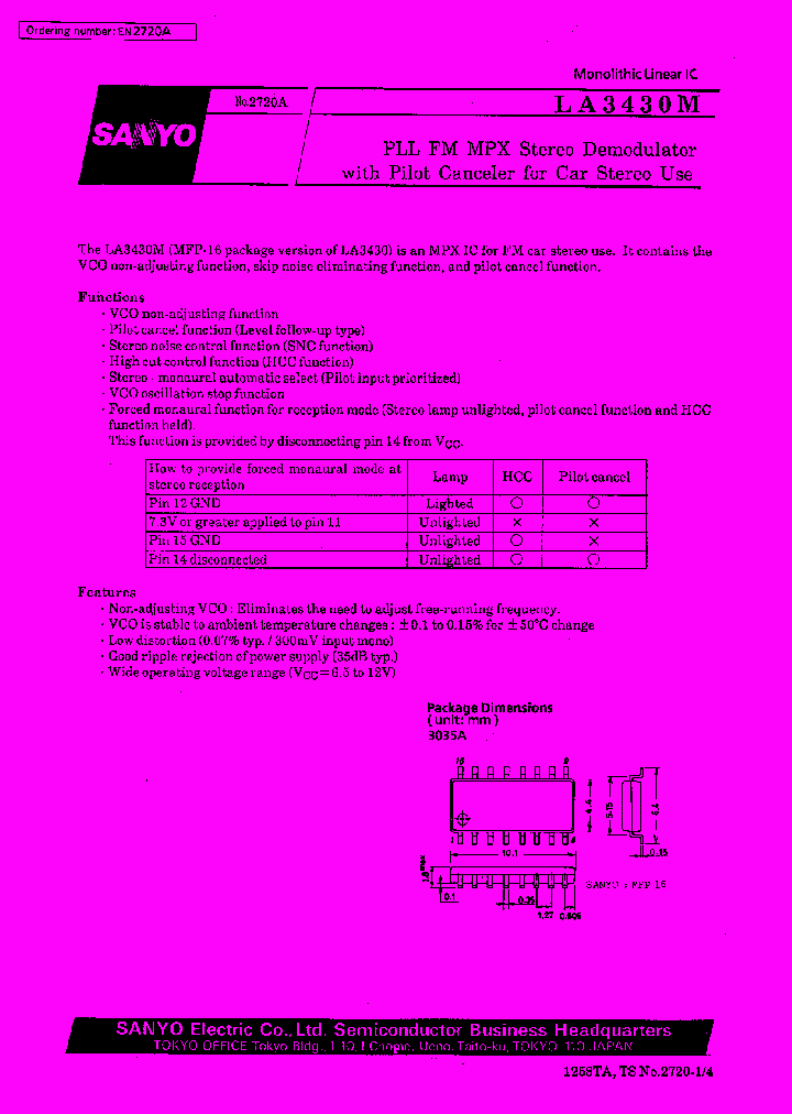 LA3430M_106692.PDF Datasheet Download --- IC-ON-LINE