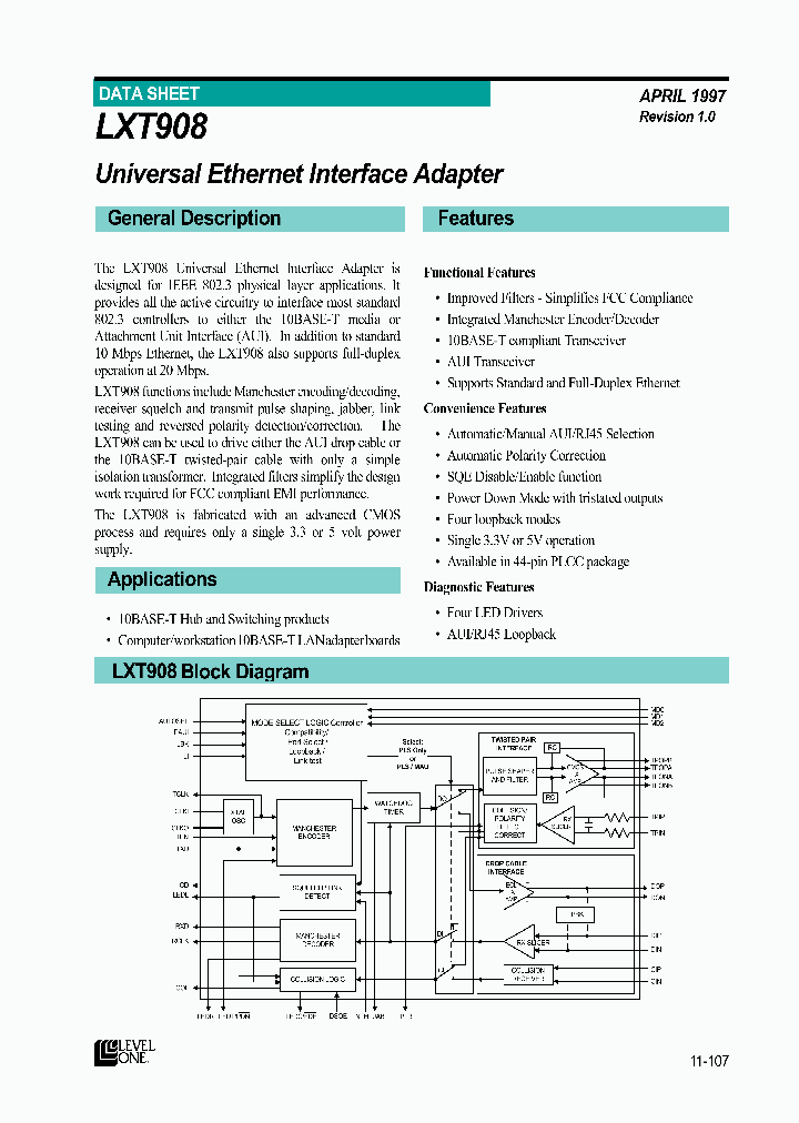 LXT908_28607.PDF Datasheet