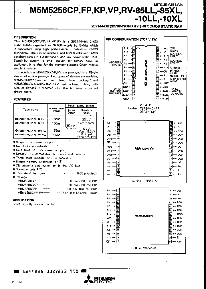 M5M5256CP-10LL_87437.PDF Datasheet