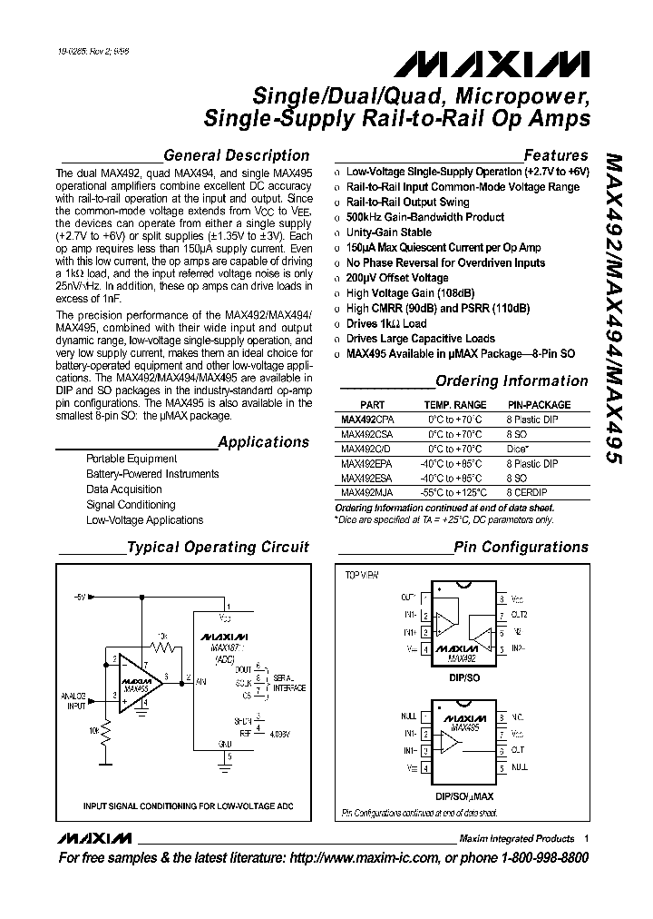 MAX494_136730.PDF Datasheet