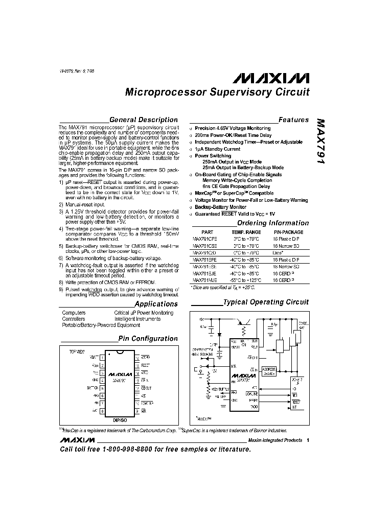 MAX791_116199.PDF Datasheet